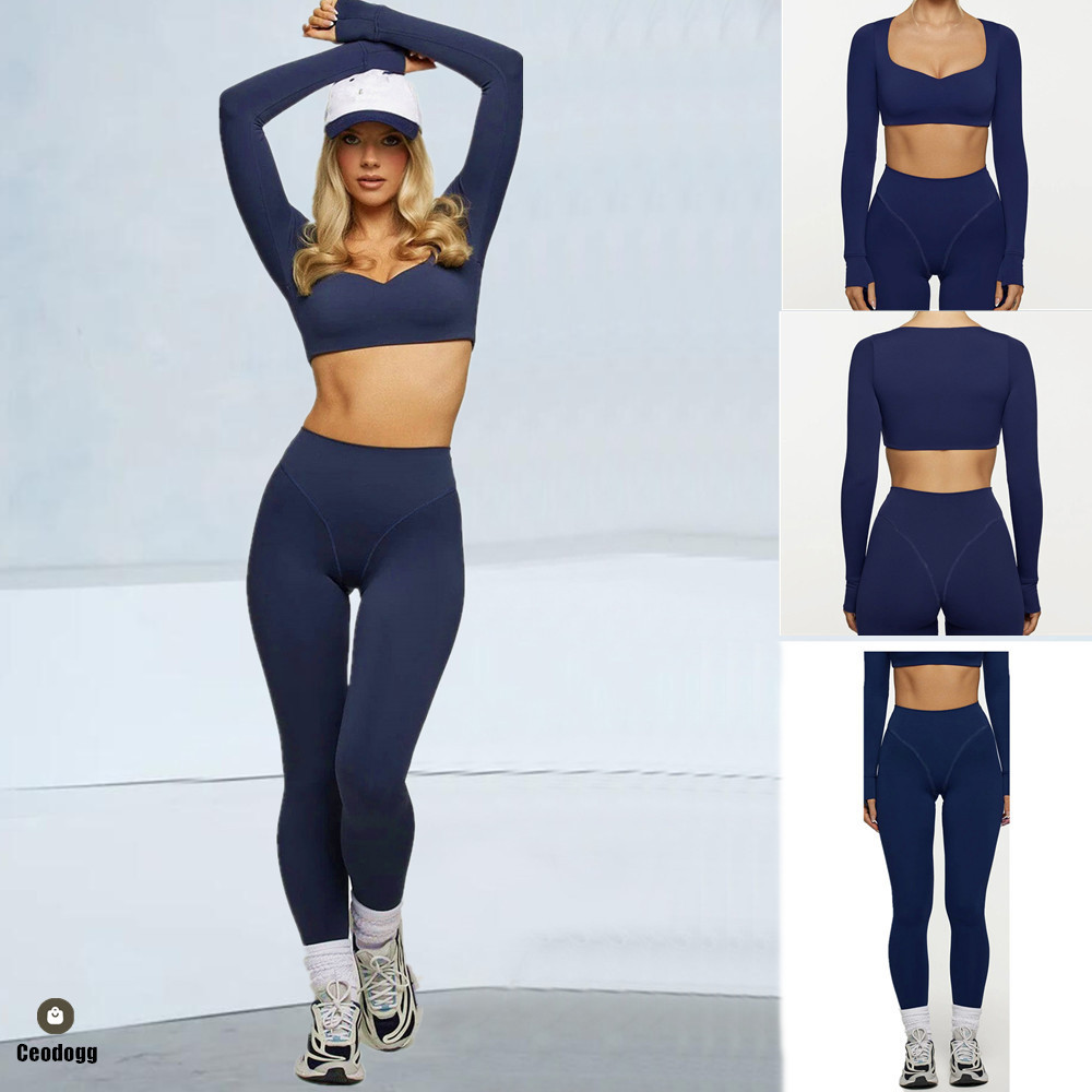Compression Long Pant - Pad 2PCS Women Yoga Set Long