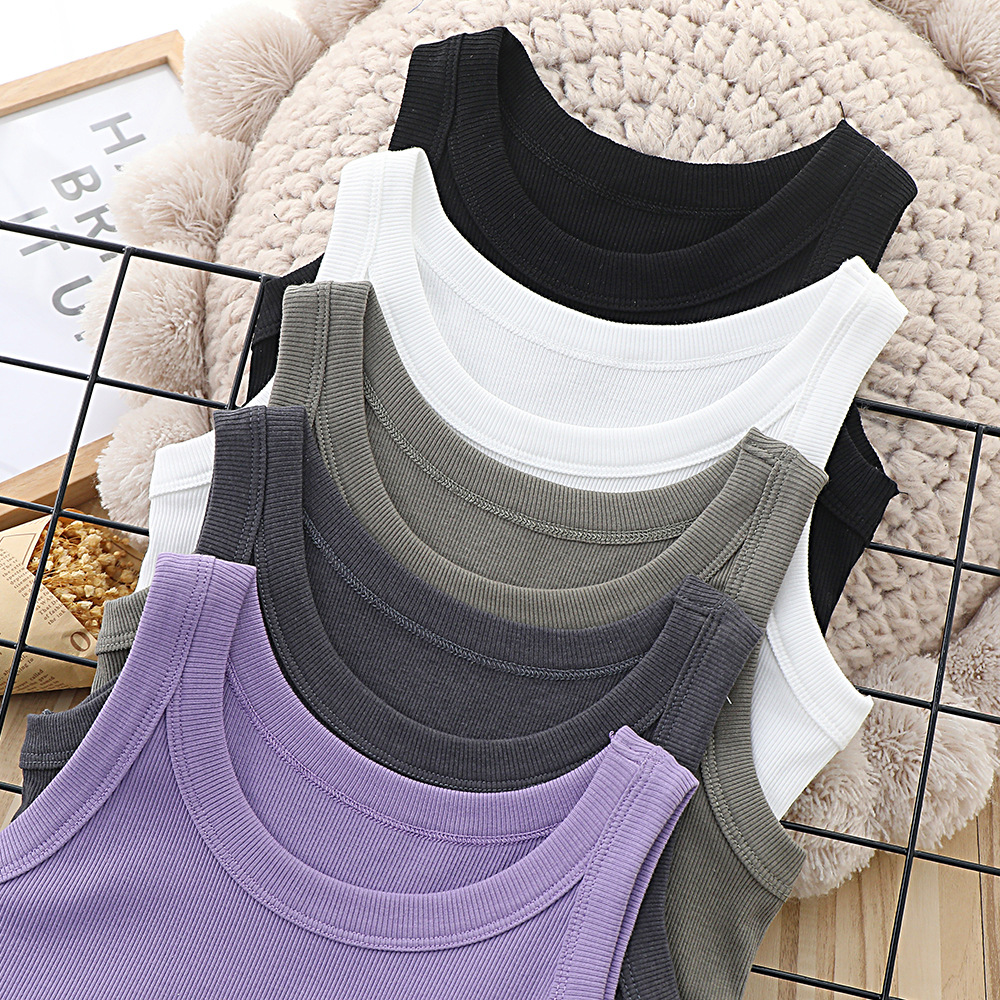 Summer Women Solid Round Neck  - Tank Top Ribbed recension och pris