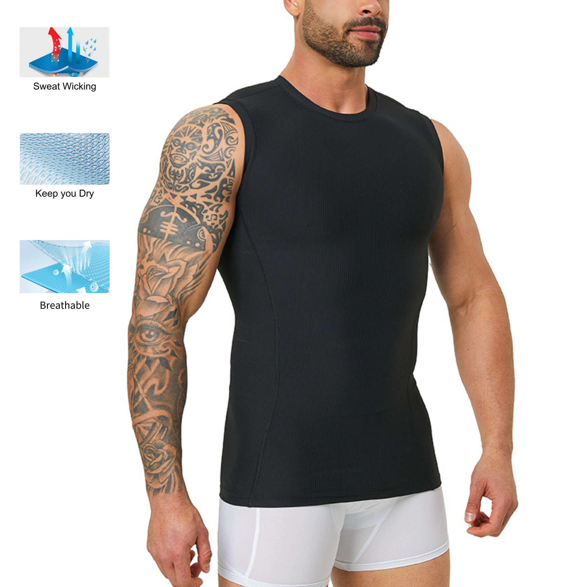 Men's Slim Fit Body Shaping Ve - Tank Top Ribbed recension och pris