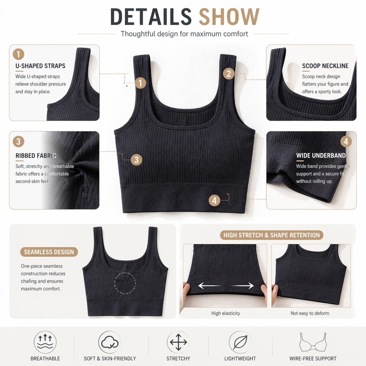 Women Seamless Ribbed Crop Top - Tank Top Ribbed recension och pris