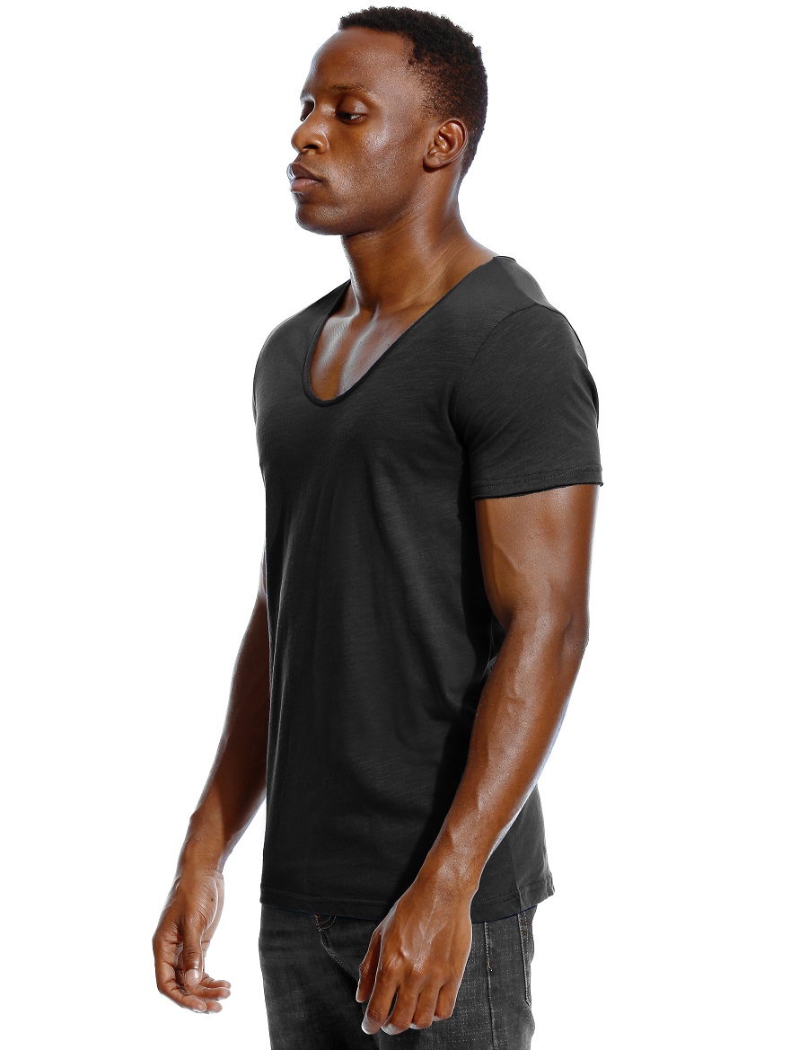 Scoop Neck T Shirt for Men Low - Undershirt Crew Neck recension och pris