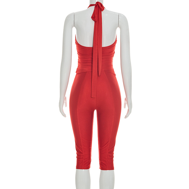 Women Slim 2 Piece Set Solid W - Suspender Tank Top recension och pris